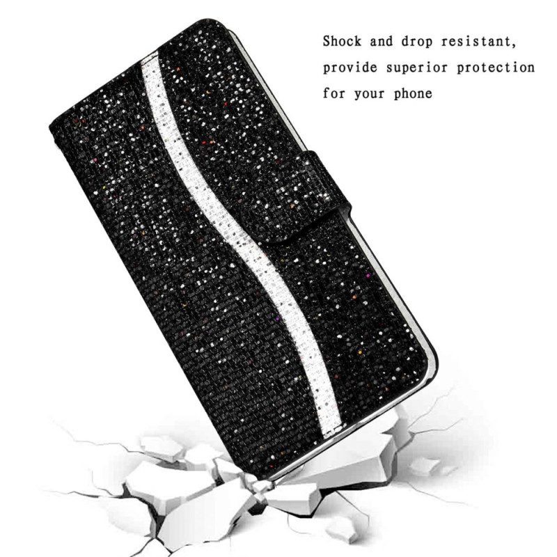 Folio Cover Samsung Galaxy A13 Paillettes Strappy