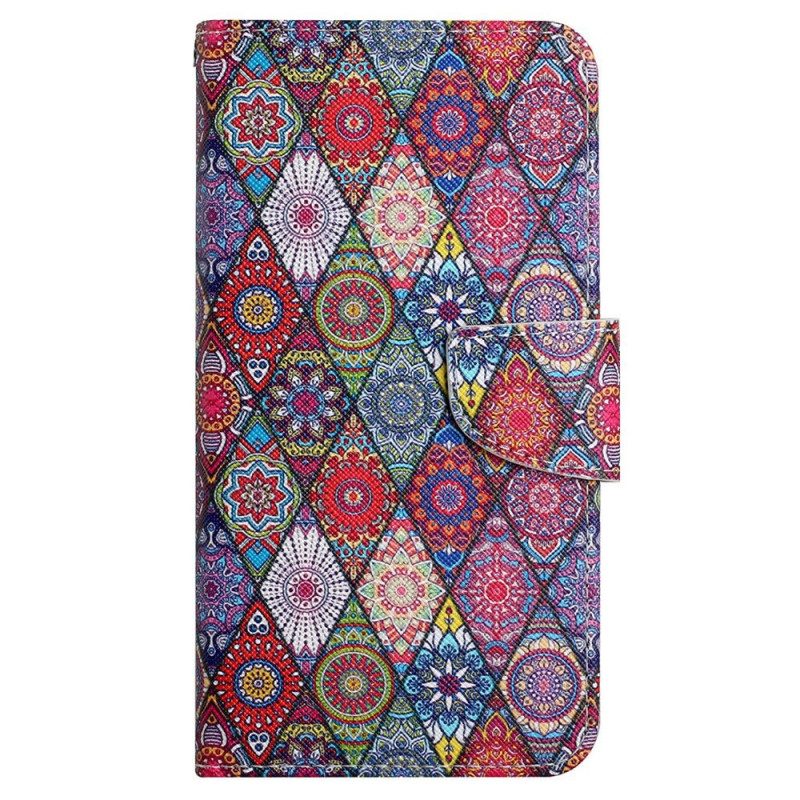 Folio Cover Samsung Galaxy A13 Patchwork Con Cordino