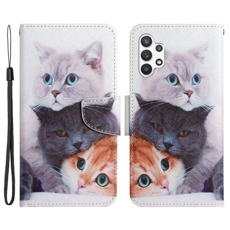 Folio Cover Samsung Galaxy A13 Racconti Di Gatti Con Cordino