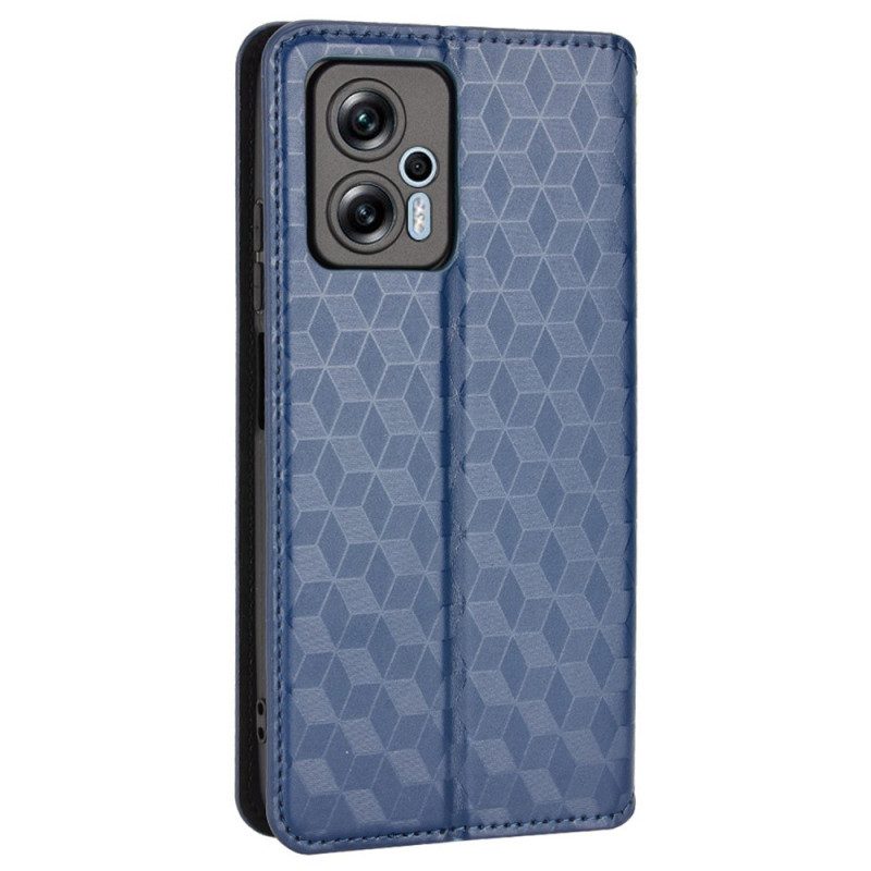 Folio Cover Poco X4 GT Custodia in pelle Effetto Pelle Cubo 3d