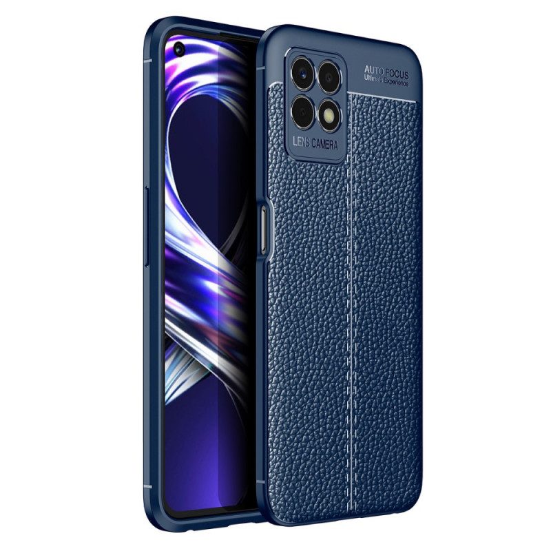 Cover Realme 8i Doppia Linea Litchi Effetto Pelle