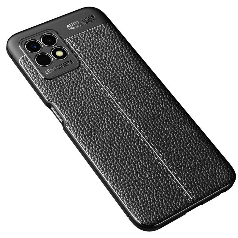 Cover Realme 8i Doppia Linea Litchi Effetto Pelle