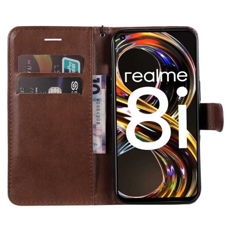 Custodia in pelle Realme 8i Cinturino Effetto Pelle