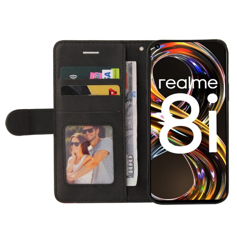 Custodia in pelle Realme 8i Ecopelle Firmata Bicolore