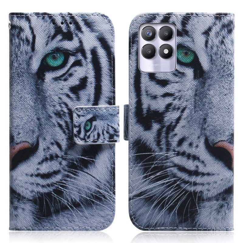 Custodia in pelle Realme 8i Faccia Da Tigre