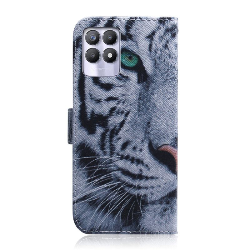 Custodia in pelle Realme 8i Faccia Da Tigre