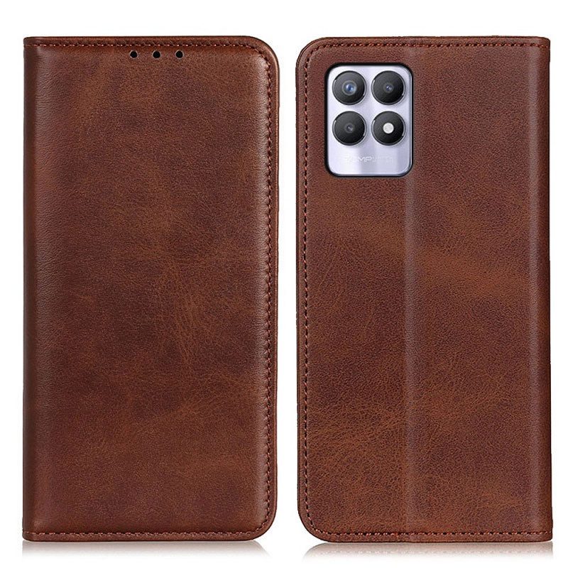 Folio Cover Realme 8i Custodia in pelle Pelle Crosta Eleganza