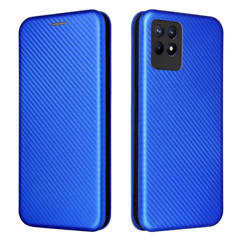 Folio Cover Realme 8i Custodia in pelle Fibra Di Carbonio