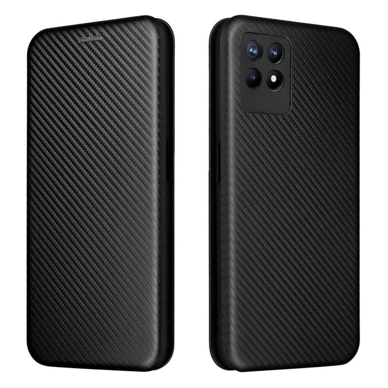 Folio Cover Realme 8i Custodia in pelle Fibra Di Carbonio