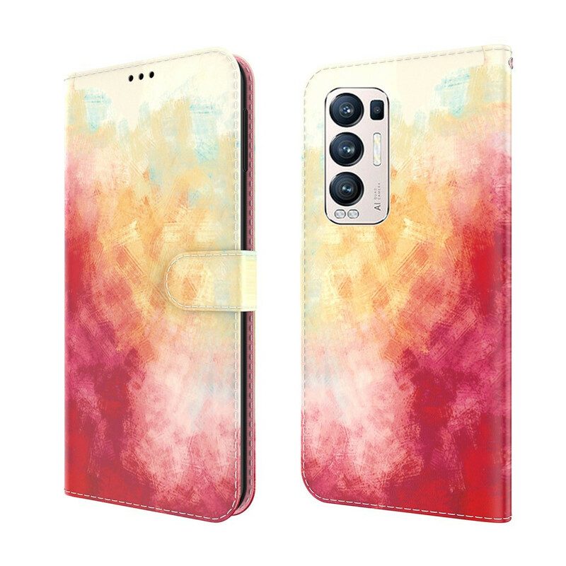 Custodia in pelle Oppo Find X3 Neo Astratto Colorato