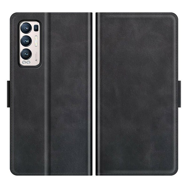 Custodia in pelle Oppo Find X3 Neo Folio Cover Doppia Patta Classica