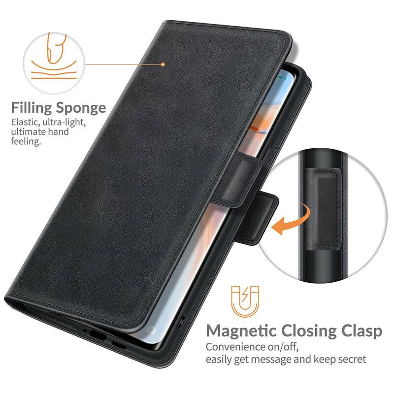 Custodia in pelle Oppo Find X3 Neo Folio Cover Doppia Patta Classica