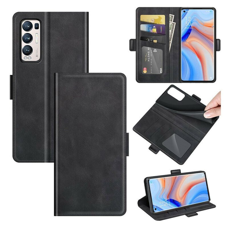 Custodia in pelle Oppo Find X3 Neo Folio Cover Doppia Patta Classica