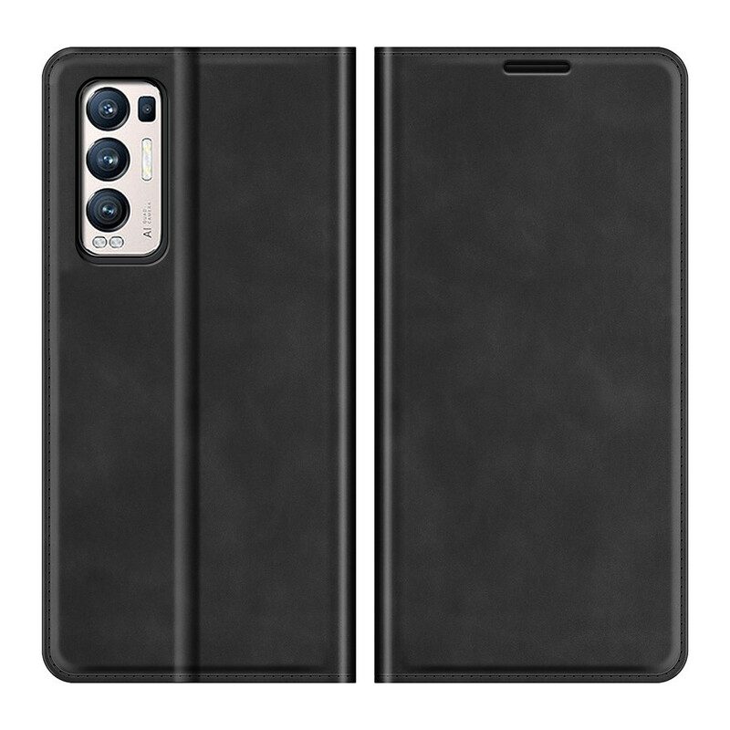 Folio Cover Oppo Find X3 Neo Custodia in pelle Effetto Pelle Silky Touch