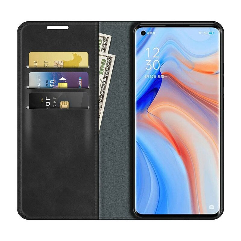 Folio Cover Oppo Find X3 Neo Custodia in pelle Effetto Pelle Silky Touch