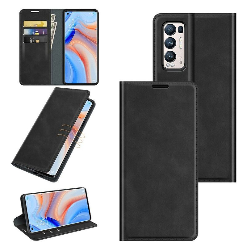 Folio Cover Oppo Find X3 Neo Custodia in pelle Effetto Pelle Silky Touch