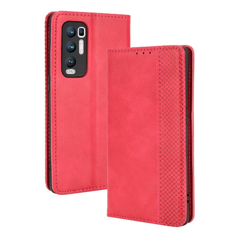 Folio Cover Oppo Find X3 Neo Custodia in pelle Effetto Pelle Vintage Stilizzato