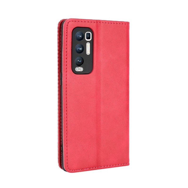 Folio Cover Oppo Find X3 Neo Custodia in pelle Effetto Pelle Vintage Stilizzato