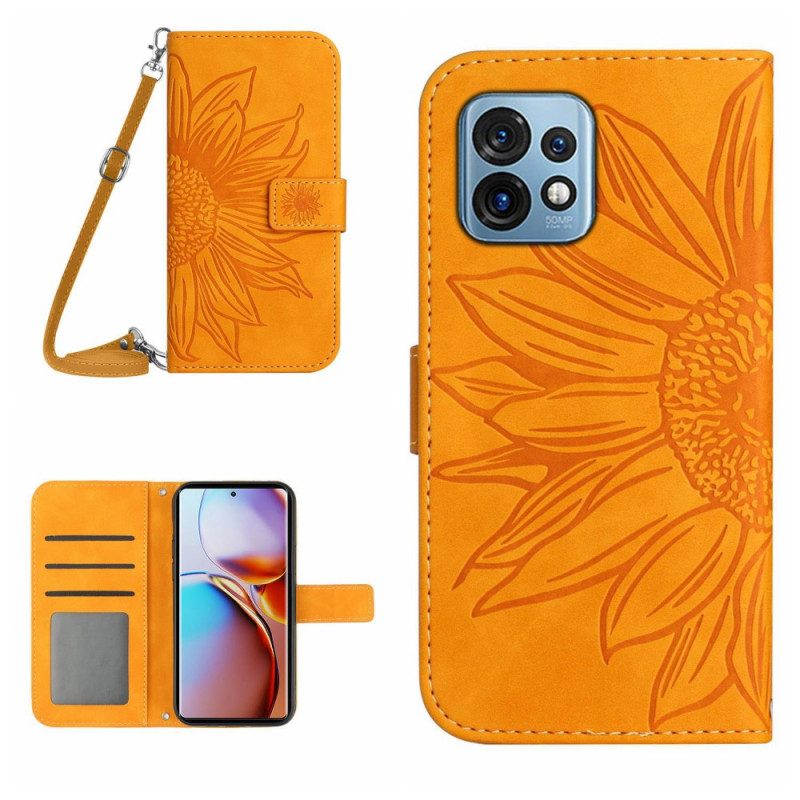 Custodia in pelle Motorola Edge 40 Pro Tracolla Girasole