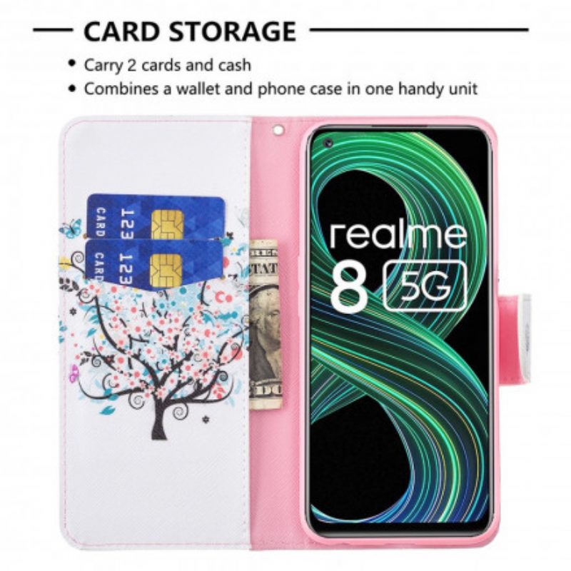 Folio Cover Realme 8 5G Albero Fiorito