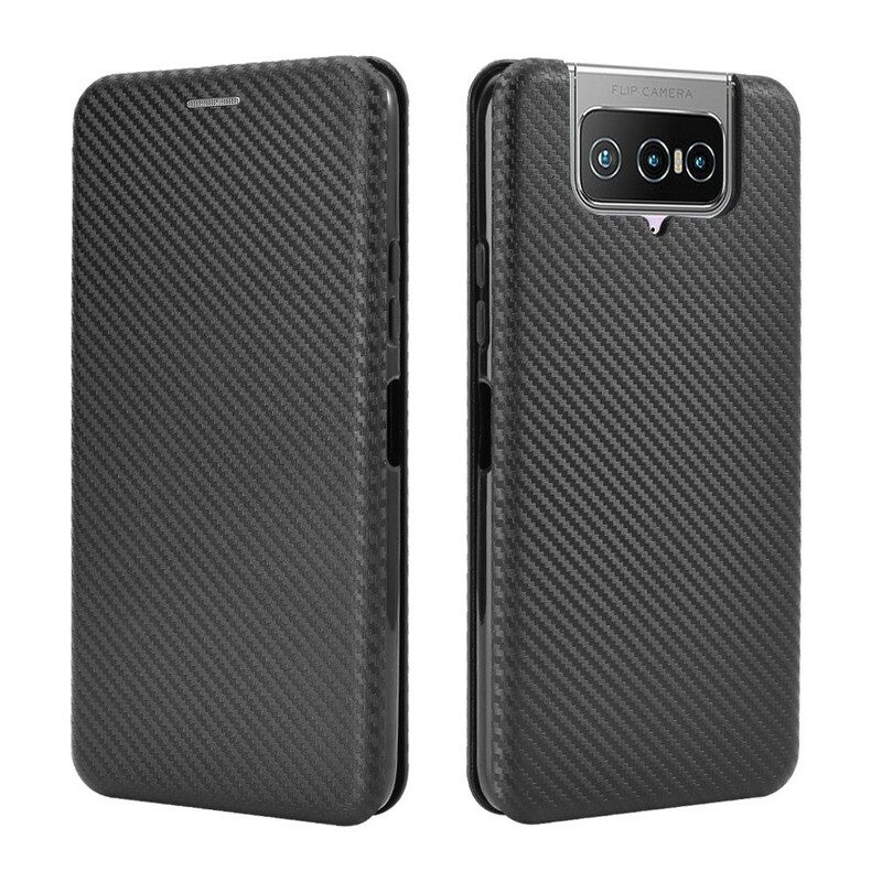 Folio Cover Asus Zenfone 7 / 7 Pro Custodia in pelle Carbonio Siliconico