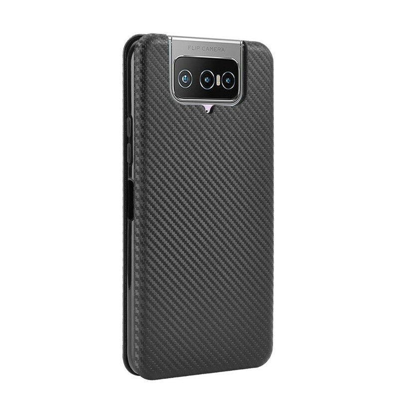 Folio Cover Asus Zenfone 7 / 7 Pro Custodia in pelle Carbonio Siliconico