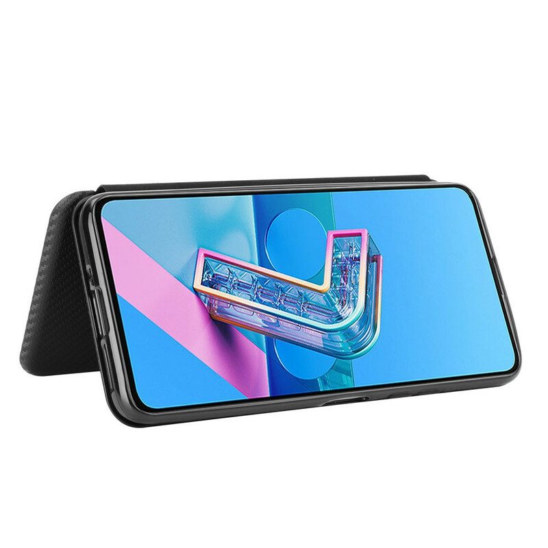 Folio Cover Asus Zenfone 7 / 7 Pro Custodia in pelle Carbonio Siliconico