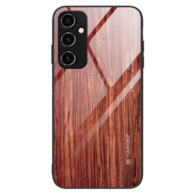 Cover Samsung Galaxy A34 5G Design In Legno Vetro Temperato