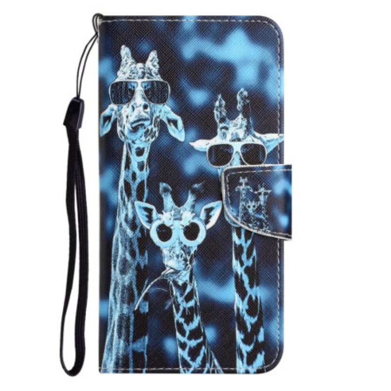 Custodia A Portafoglio Samsung Galaxy A34 5G Giraffe Divertenti Con Cinturino