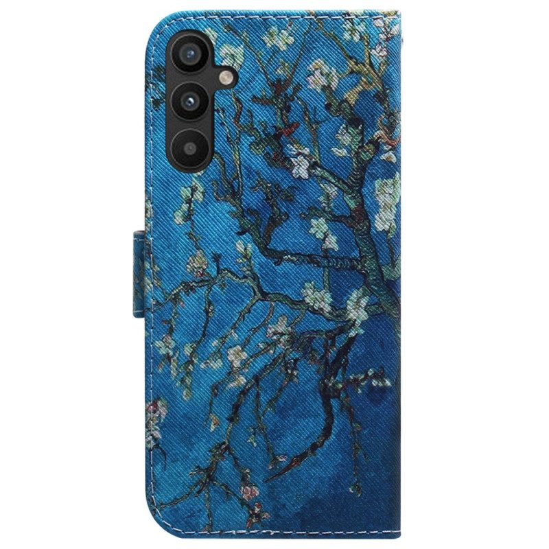 Custodia in pelle Samsung Galaxy A34 5G Cinturino Rami Di Fiori