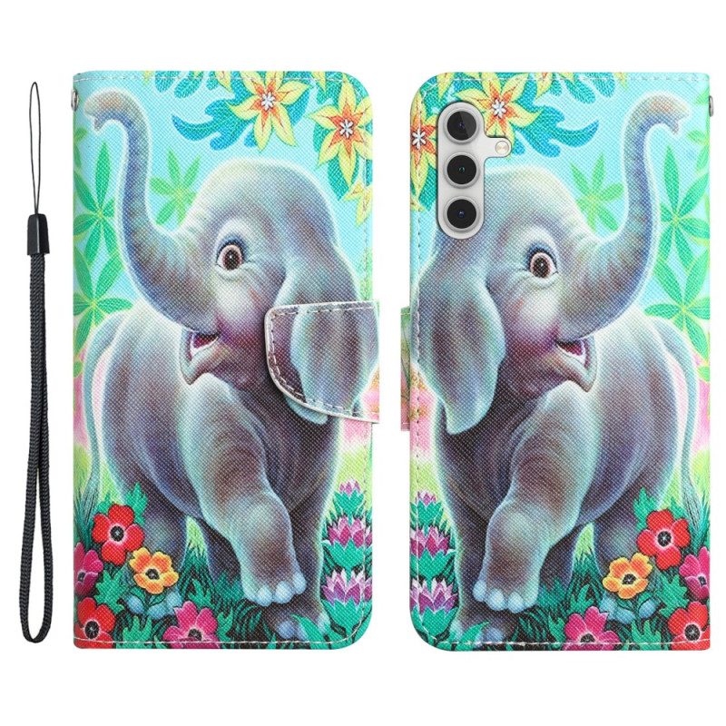 Custodia in pelle Samsung Galaxy A34 5G Elefante Felice In Perizoma