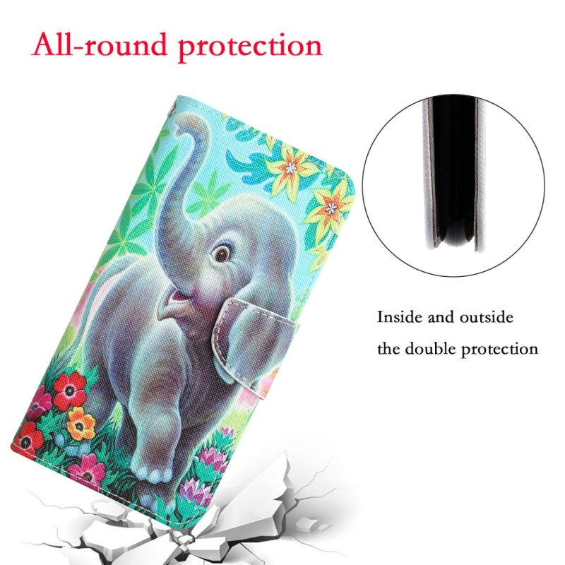 Custodia in pelle Samsung Galaxy A34 5G Elefante Felice In Perizoma