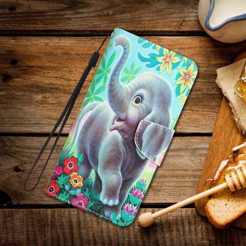 Custodia in pelle Samsung Galaxy A34 5G Elefante Felice In Perizoma