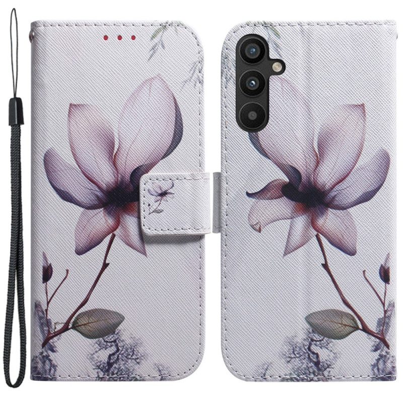 Custodia in pelle Samsung Galaxy A34 5G Fiore Strappy Dell'annata