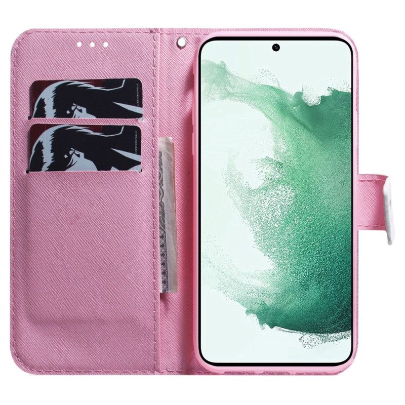 Custodia in pelle Samsung Galaxy A34 5G Fiore Strappy Dell'annata