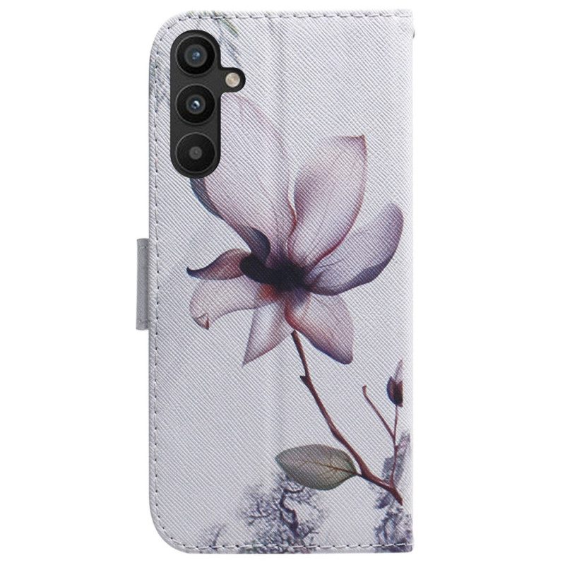 Custodia in pelle Samsung Galaxy A34 5G Fiore Strappy Dell'annata