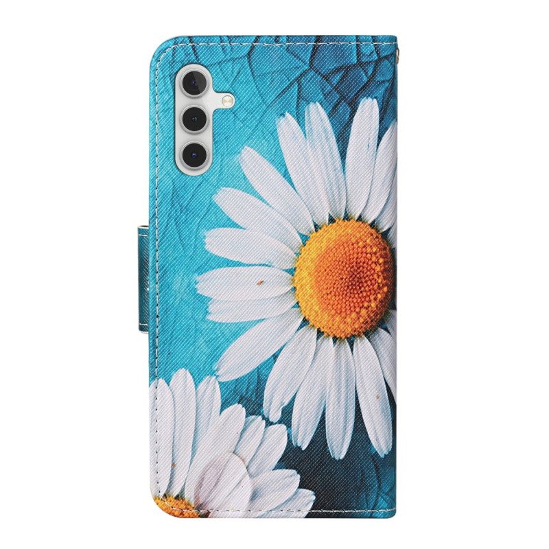 Custodia in pelle Samsung Galaxy A34 5G Margherite Perizoma