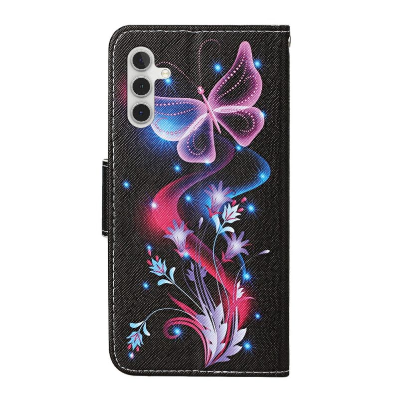 Custodia in pelle Samsung Galaxy A34 5G Perizoma Farfalle