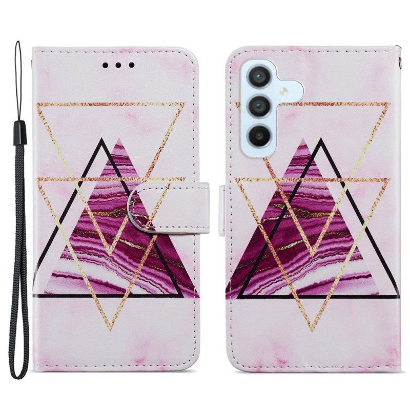 Custodia in pelle Samsung Galaxy A34 5G Stile In Marmo Strappy