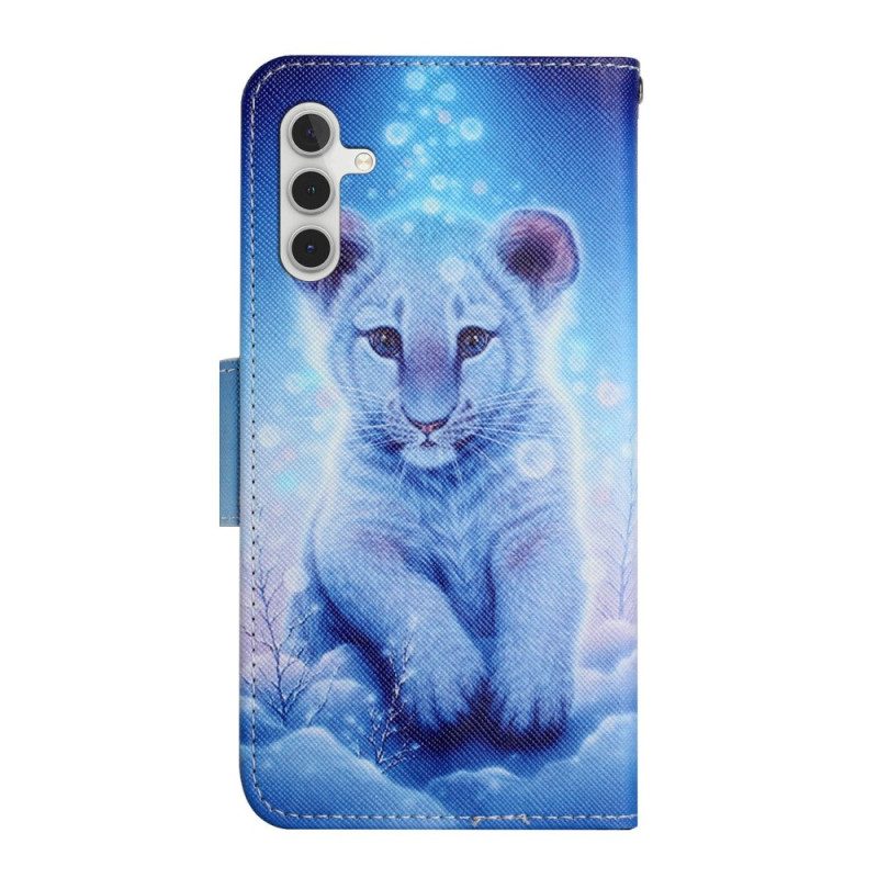 Custodia in pelle Samsung Galaxy A34 5G Tigre Bianca Strappy