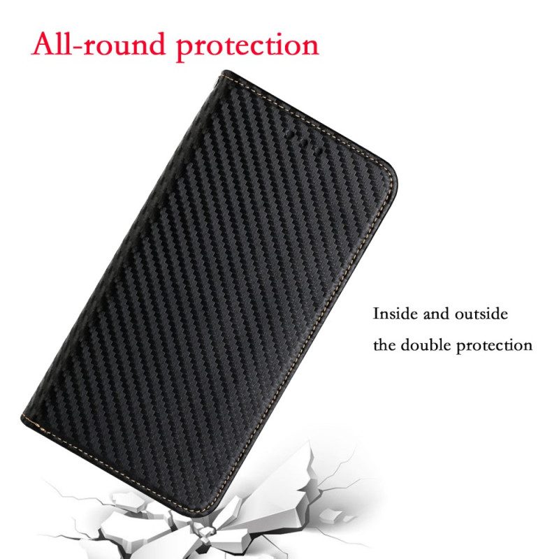 Folio Cover Samsung Galaxy A34 5G Custodia in pelle Stile In Fibra Di Carbonio Con Cinturino