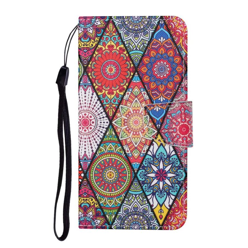 Folio Cover Samsung Galaxy A34 5G Patchwork Con Spalline