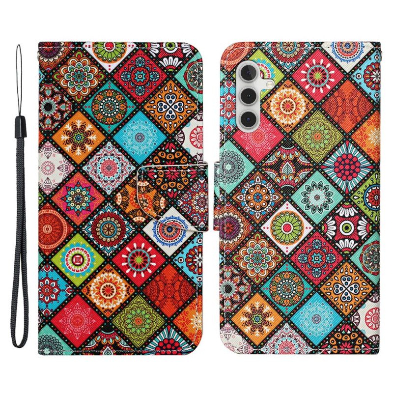 Folio Cover Samsung Galaxy A34 5G Patchwork Con Spalline