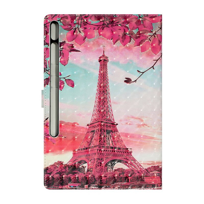 Custodia in pelle Samsung Galaxy Tab S8 Plus / Tab S7 Plus Torre Eiffel Floreale