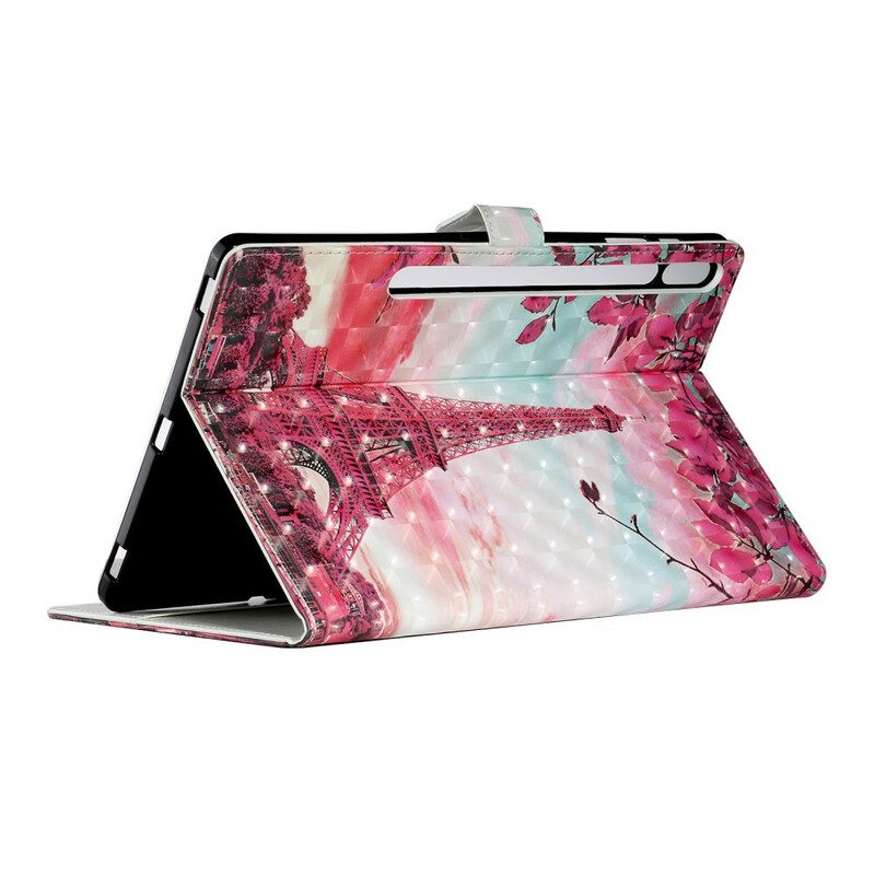 Custodia in pelle Samsung Galaxy Tab S8 Plus / Tab S7 Plus Torre Eiffel Floreale