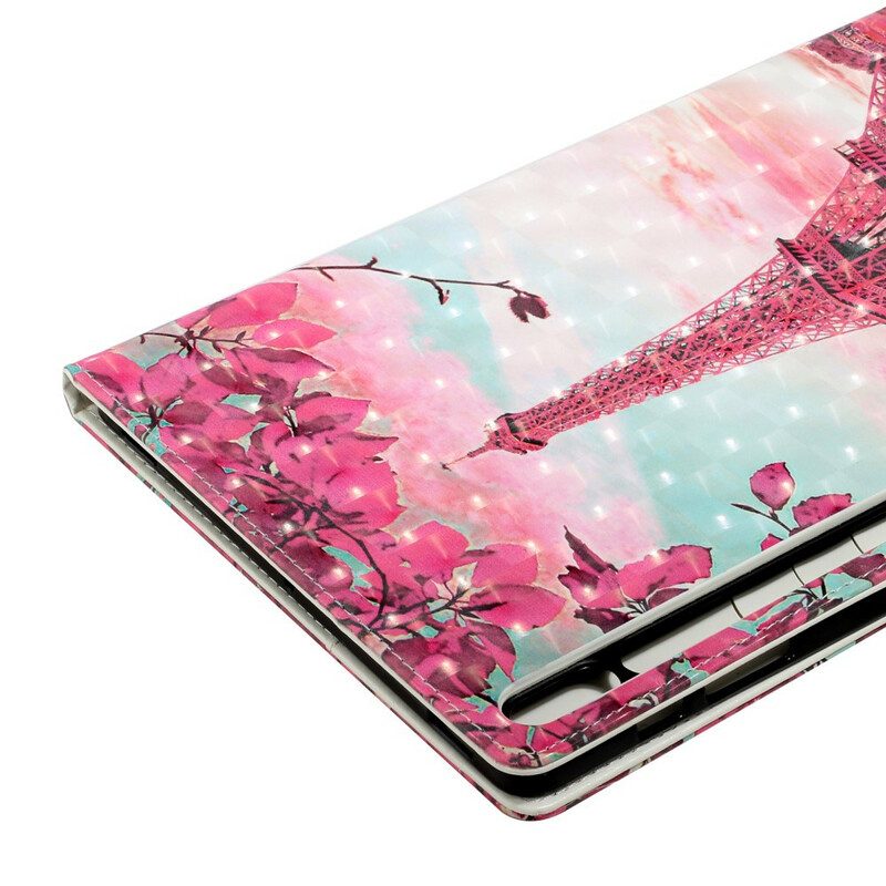 Custodia in pelle Samsung Galaxy Tab S8 Plus / Tab S7 Plus Torre Eiffel Floreale