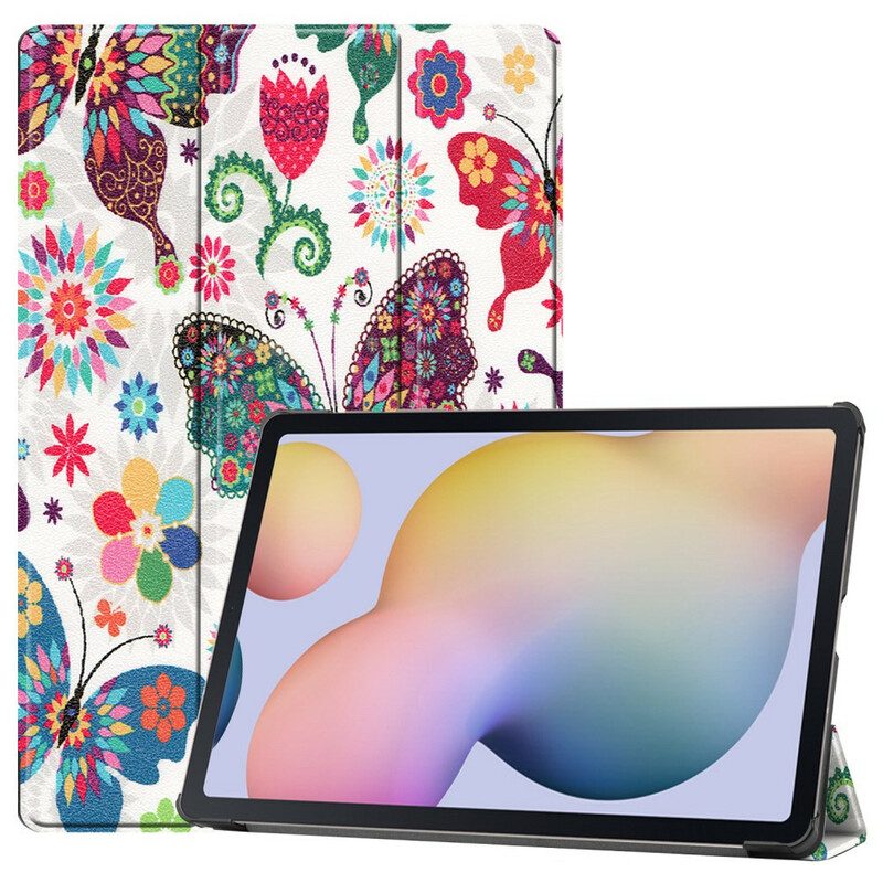 Custodia Samsung Galaxy Tab S8 Plus / Tab S7 Plus Farfalle E Fiori Migliorati