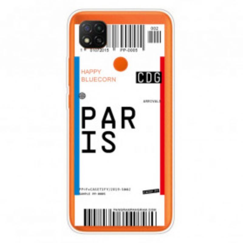 Cover Xiaomi Redmi 9C Carta D'imbarco Per Parigi