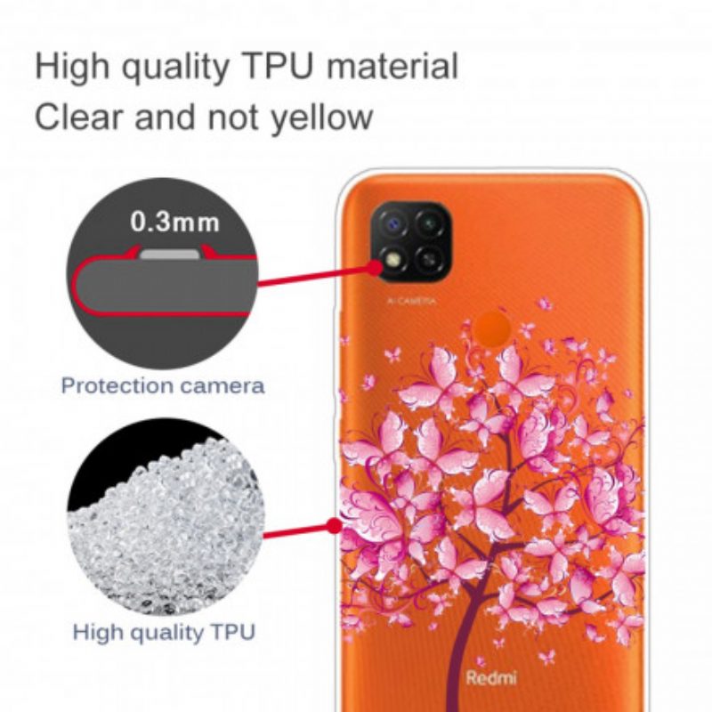 Cover Xiaomi Redmi 9C Cima Dell'albero Rosa