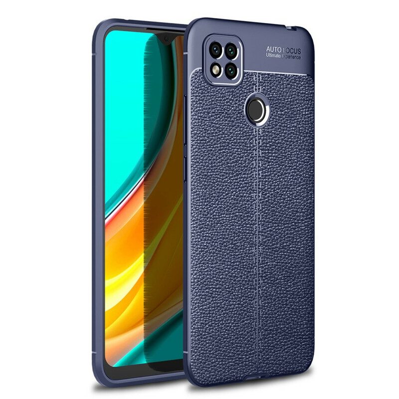 Cover Xiaomi Redmi 9C Doppia Linea Litchi Effetto Pelle